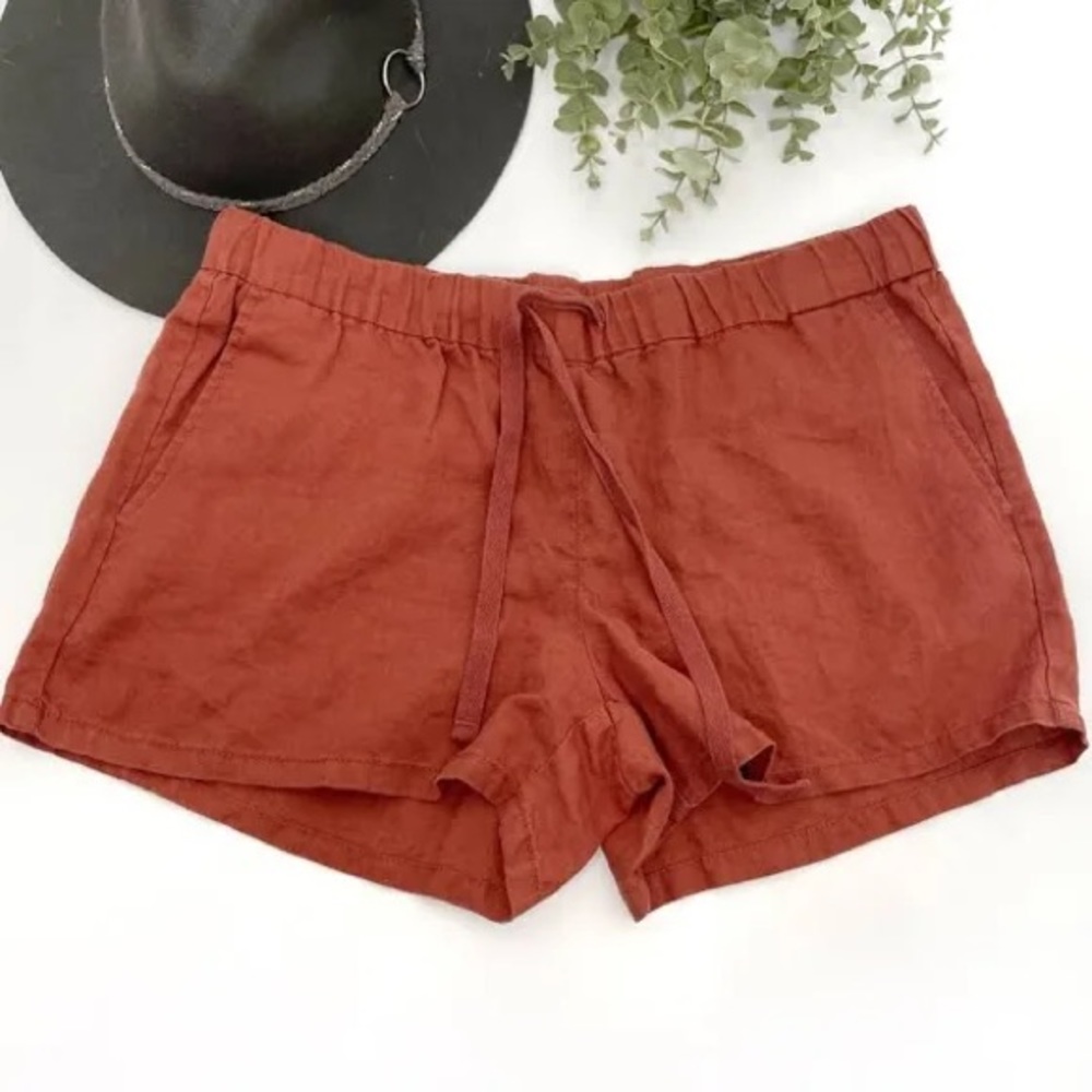 KUT FROM THE CLOTH • 100% linen terra cotta orange shorts